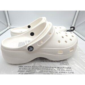 Crocs White Classic Clogs Platform Womens 11W Roomy Fit New With Tags NWT
